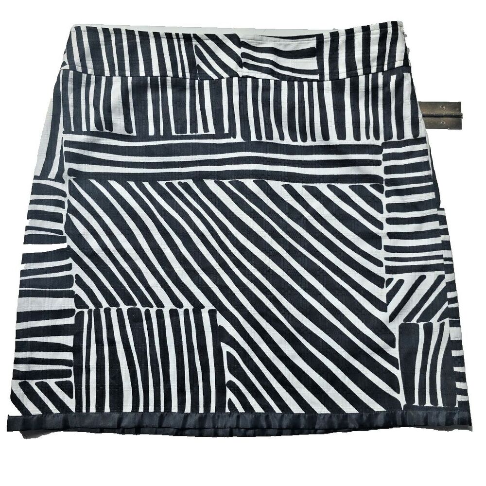 Ann Taylor Skirt Black & White Graphic Print Business Office Lined Tailored 14